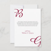 Burgundy Maroon Initialen herfst herfst huwelijk Bedankkaart (Achterkant)