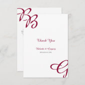 Burgundy Maroon Initialen herfst herfst huwelijk Bedankkaart (Voorkant / Achterkant)