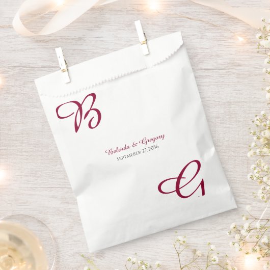 Burgundy Maroon Initialen herfst herfst huwelijk Bedankzakje (Geknipt)