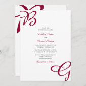 Burgundy Maroon Initialen herfst herfst huwelijk Kaart (Voorkant / Achterkant)