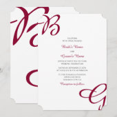Burgundy Maroon Initialen herfst herfst huwelijk Kaart (Voorkant / Achterkant)