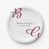 Burgundy Maroon Initialen herfst herfst huwelijk Papieren Bordje (Voorkant)