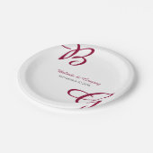 Burgundy Maroon Initialen herfst herfst huwelijk Papieren Bordje (Gekanteld)