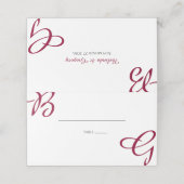 Burgundy Maroon Initialen herfst herfst huwelijk Plaatskaartje (Buitenkant ongevouwen)