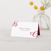 Burgundy Maroon Initialen herfst herfst huwelijk Plaatskaartje (Achterkant)