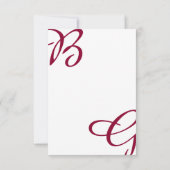 Burgundy Maroon Initialen herfst herfst huwelijk RSVP Kaartje (Achterkant)