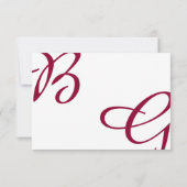 Burgundy Maroon Initialen herfst herfst huwelijk RSVP Kaartje (Achterkant)