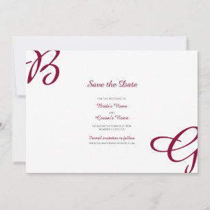 Burgundy Maroon Initialen herfst herfst huwelijk Save The Date