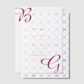 Burgundy Maroon Initialen herfst herfst huwelijk Vellum Uitnodigingen (Offset (Uitnodiging))