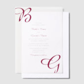 Burgundy Maroon Initialen herfst herfst huwelijk Vellum Uitnodigingen (Offset)