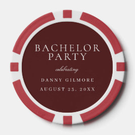 Burgundy Maroon Klassiek Heren Bachelor Party Poker Chips