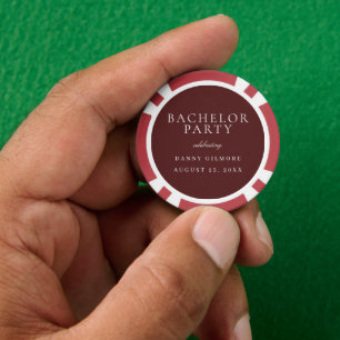 Burgundy Maroon Klassiek Heren Bachelorfeest Poker Chips
