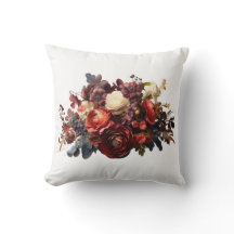 Burgundy Maroon Koraalwit Bloemmotief