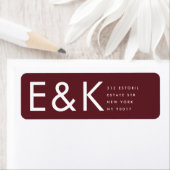 Burgundy Maroon Modern Bold Big Monogram Etiket (Insitu)