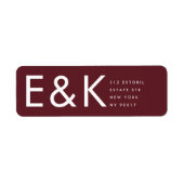 Burgundy Maroon Modern Bold Big Monogram Etiket (Voorkant)