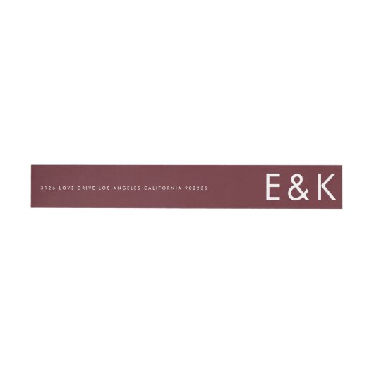 Burgundy Maroon Modern Bold Big Monogram Weddensch (Individueel)