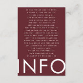 Burgundy Maroon Modern Bold Big Monogram Weddensch Informatiekaartje (Voorkant)