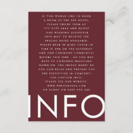 Burgundy Maroon Modern Bold Big Monogram Weddensch Informatiekaartje