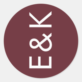 Burgundy Maroon Modern Bold Big Monogram Weddensch Ronde Sticker