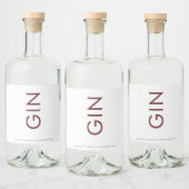 Burgundy Maroon Modern Bold Monogram Gin Likeurfles Etiket (Flessen)