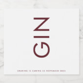 Burgundy Maroon Modern Bold Monogram Gin Likeurfles Etiket (Enkel label)