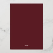 Burgundy Maroon Modern REAL GOLD Monogram Weddensc Folie Uitnodiging (Achterkant)