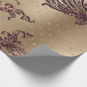 Burgundy Maroon Pink Rose Gold Royal Floral Hearts Cadeaupapier (Hoek)
