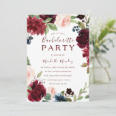 Burgundy Maroon Red Floral Bachelorette Kaart (Staand voorkant)