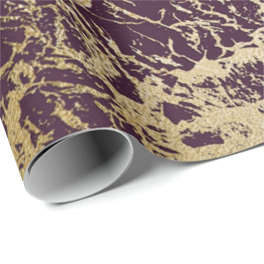 Burgundy Maroon Red Glam Abstracte marmer Cadeaupapier (Rol Hoek)