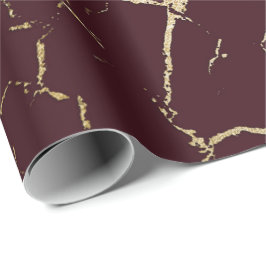 Burgundy Maroon Red Gold Abstracte marmer Urban Cadeaupapier