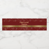 Burgundy Maroon Red Gold Afstuderen Klasse Waterfles Etiket (Enkel label)