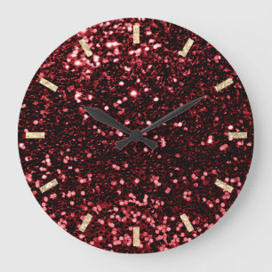 Burgundy Maroon Red Sparkly Glitter Silver Gold Grote Klok