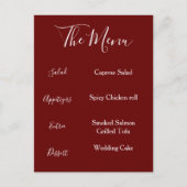 Burgundy Maroon Rood Wit Menu Minimalistisch (Voorkant)