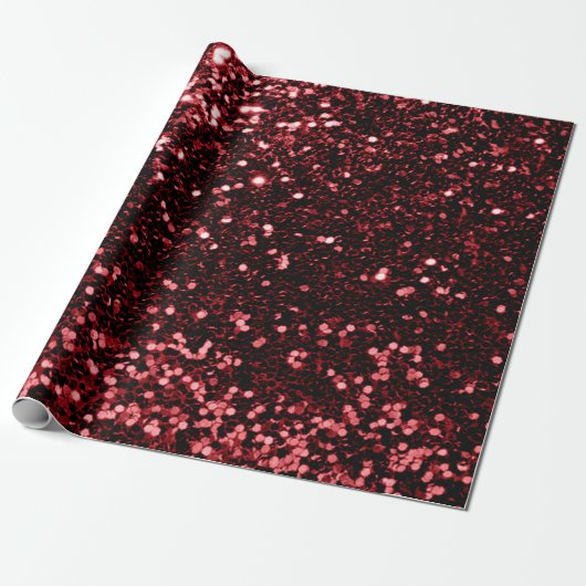 Burgundy Maroon Ruby Red Glitter Wedding Bridal Cadeaupapier (Uitgerold)