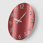 Burgundy Maroon Silver Gray Metallic Arabic Number Grote Klok (Hoek)