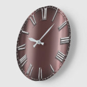 Burgundy Maroon Silver Grey Metallic Roman Number Grote Klok (Hoek)