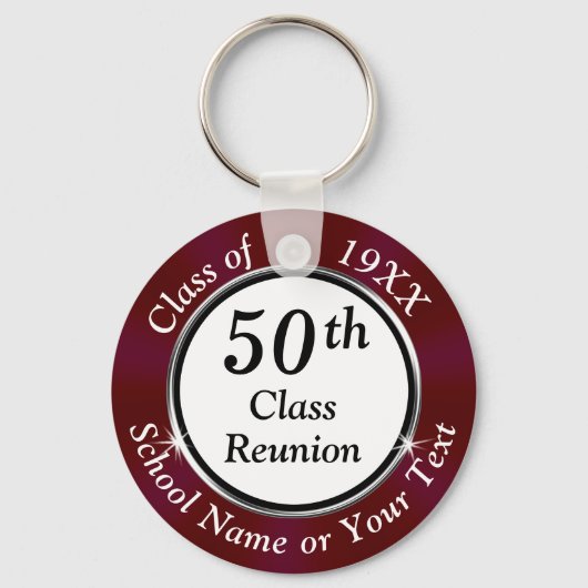 Burgundy Maroon White Black, Klasse Reunion Favors Sleutelhanger (Voorkant)