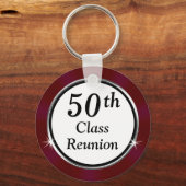 Burgundy Maroon White Black, Klasse Reunion Favors Sleutelhanger (Achterkant)