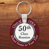 Burgundy Maroon White Black, Klasse Reunion Favors Sleutelhanger (Voorkant)