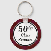Burgundy Maroon White Black, Klasse Reunion Favors Sleutelhanger (Achterkant)