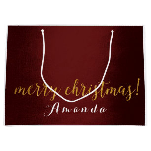 Burgundy Marron Gold Merry kerstcadeau Large Cadeautasje