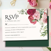 Burgundy Marsala and Blush Pink Floral Wedding RSVP Kaartje