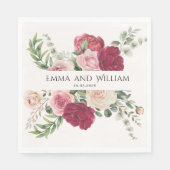 Burgundy Marsala and Blush Pink Floral Wedding Servet (Voorkant)