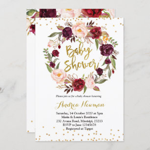 burgundy marsala baby shower - uitnodiging
