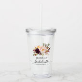 Burgundy Marsala Bachelorette Party Favor Tumbler Acryl Drinkbeker (Voorkant)