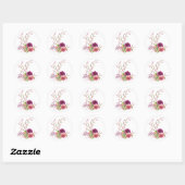 Burgundy - Marsala Bloem Ronde Sticker (Vel)