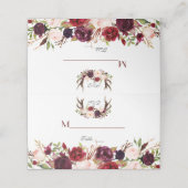 Burgundy Marsala Bloem Takken Tafelnummer Plaatskaartje (Buitenkant ongevouwen)