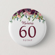 Burgundy Marsala Bloemige 60e Verjaardag 60 Vandaa