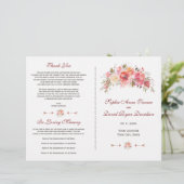Burgundy Marsala Bloemige Geweien Huwelijksprogram (Staand voorkant)