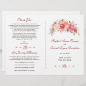 Burgundy Marsala Bloemige Geweien Huwelijksprogram (Voorkant / Achterkant)